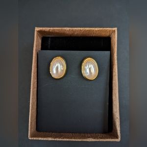 Vintage Richelieu Gold Toned Faux Pearl Earrings